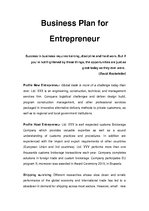 Kutatási anyagok 'Business Plan for Entrepreneur', 1.                