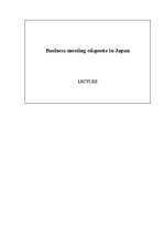 Kutatási anyagok 'Business Meeting Etiquette in Japan', 1.                