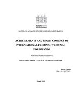 Kutatási anyagok 'Achievments and Shortcomings of International Criminal Tribunal for Rwanda', 1.                