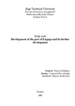 Kutatási anyagok 'Development of the Port of Liepaja and Its Further Development', 1.                